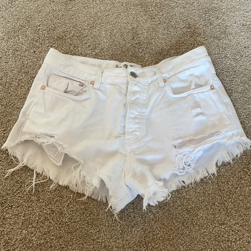 Free People Ripped White Cut Off Jean Short